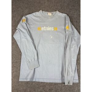 VINTAGE 90s Etnies Shirt Mens Medium Blue Spellout Long Sleeve Tee Skateboard